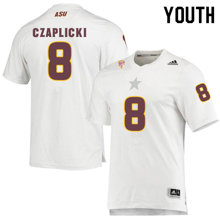 Youth #8 Eddie CzaplickiArizona State Sun Devils College Football Jerseys Sale-White - Click Image to Close
